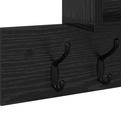 Wall-Mounted Coat Rack with Shelf Black Oak 100 x 12 x 43.5 cm