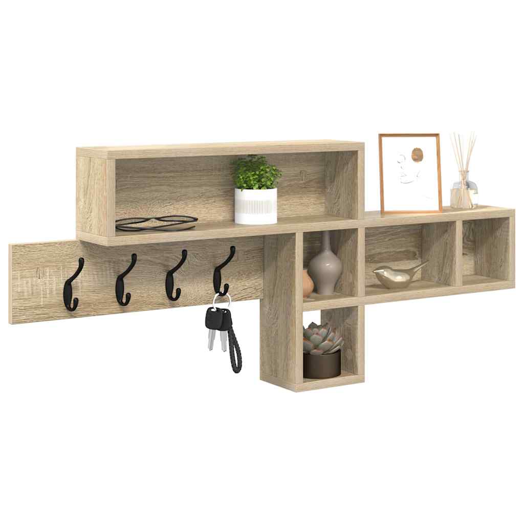Wall-Mounted Coat Rack with Shelf Sonoma Oak 100 x 12 x 43.5 cm