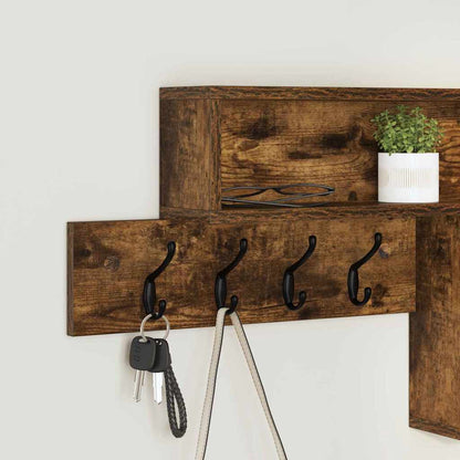 Wall-Mounted Coat Rack with Shelf Smoked Oak 100 x 12 x 43.5 cm