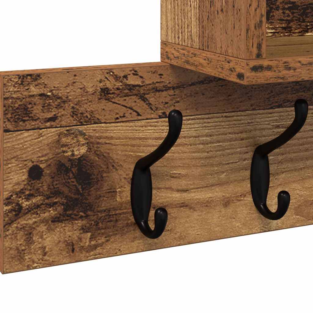 Wall-Mounted Coat Rack with Shelf Old Wood 100 x 12 x 43.5 cm