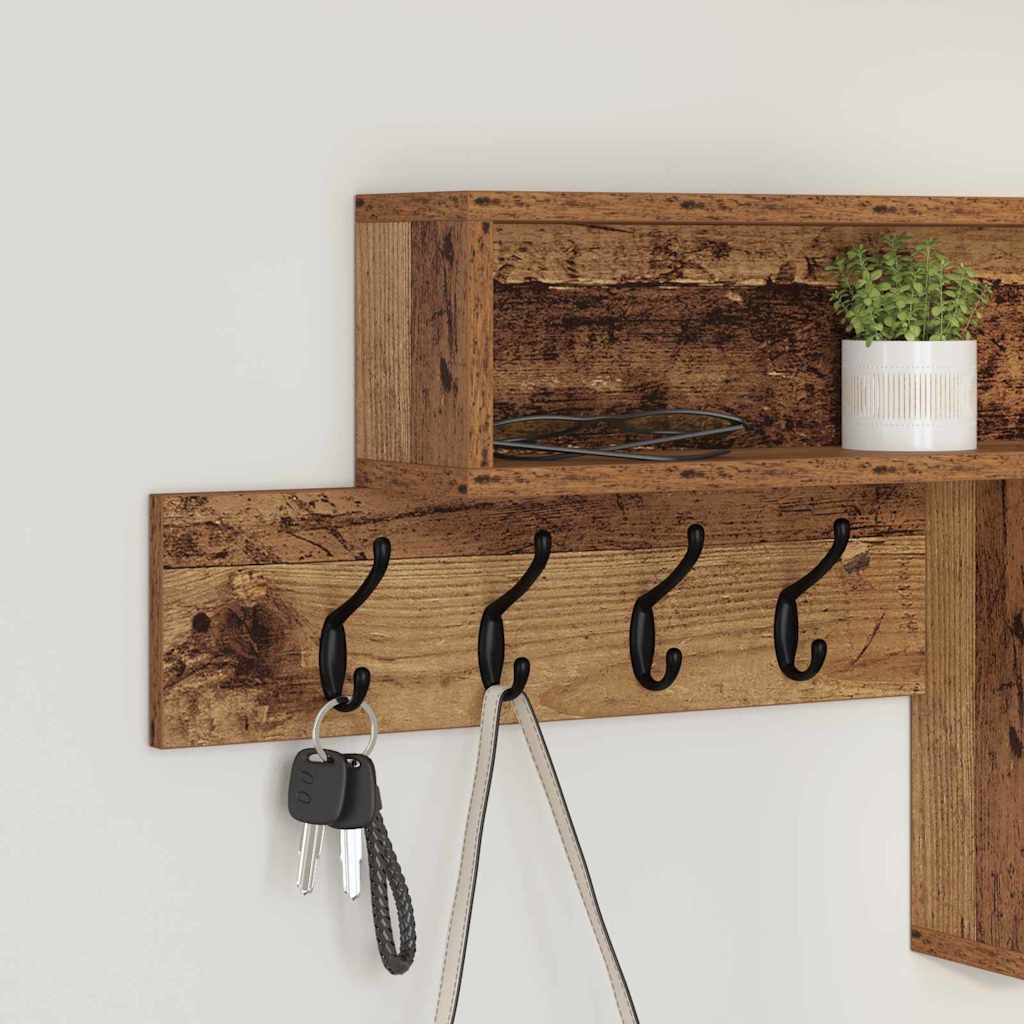 Wall-Mounted Coat Rack with Shelf Old Wood 100 x 12 x 43.5 cm