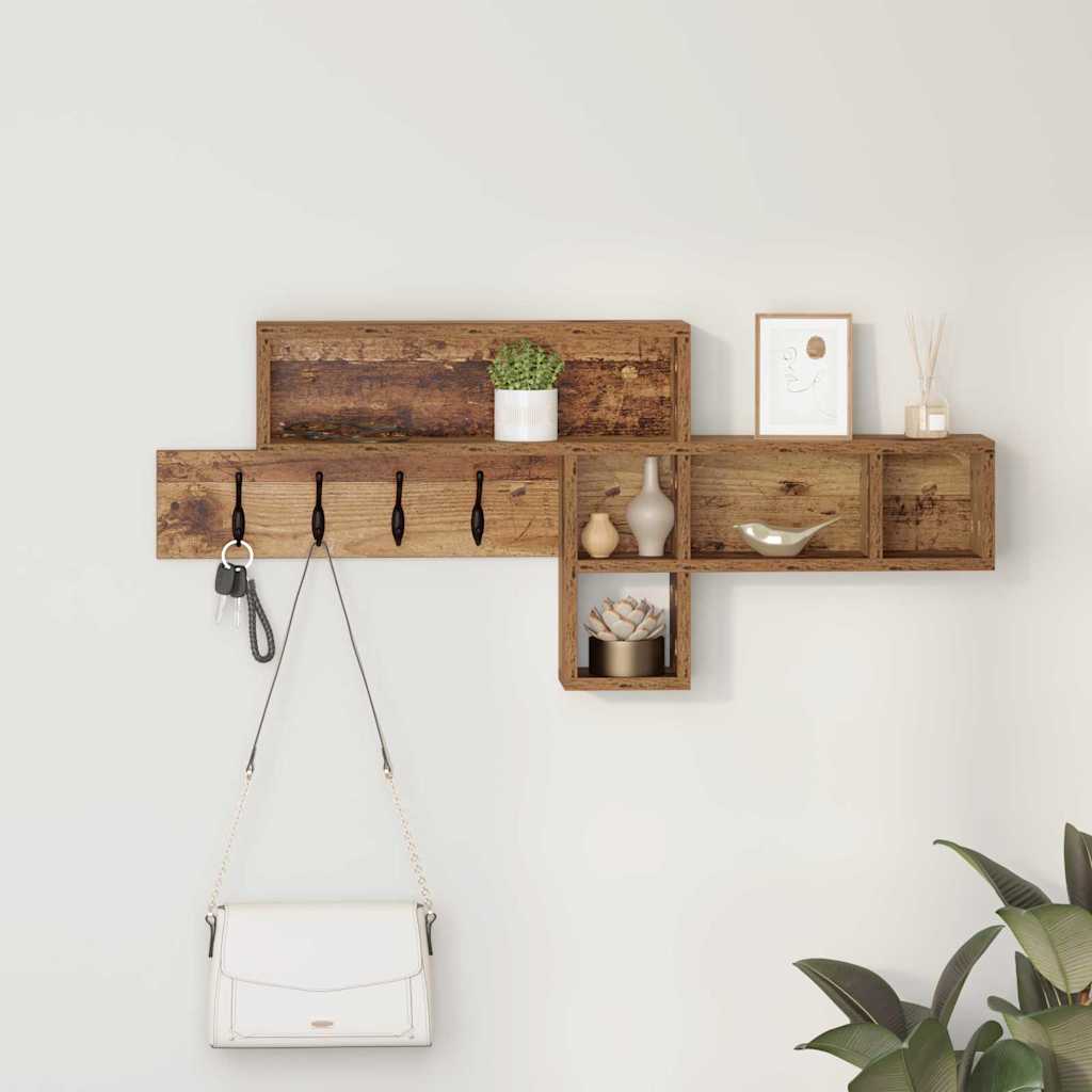 Wall-Mounted Coat Rack with Shelf Old Wood 100 x 12 x 43.5 cm