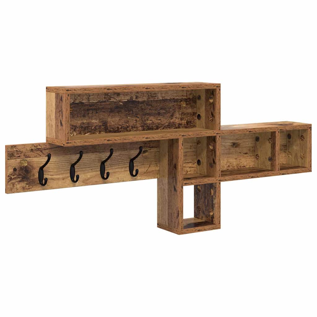 Wall-Mounted Coat Rack with Shelf Old Wood 100 x 12 x 43.5 cm