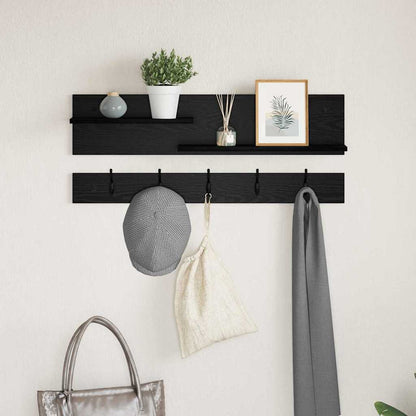 Wall-Mounted Coat Rack with Shelf Black Oak 90 x 15 x 36 cm