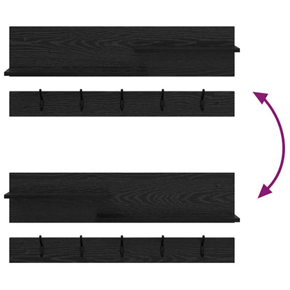 Wall-Mounted Coat Rack with Shelf Black Oak 90 x 15 x 36 cm