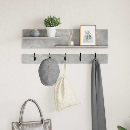 Wall-Mounted Coat Rack with Shelf Concrete Grey 90 x 15 x 36 cm
