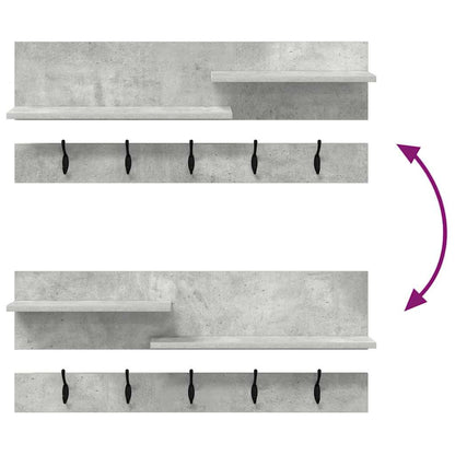 Wall-Mounted Coat Rack with Shelf Concrete Grey 90 x 15 x 36 cm