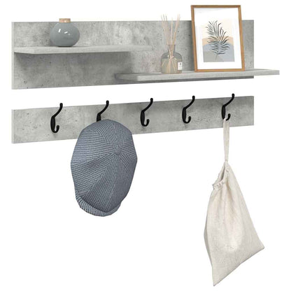 Wall-Mounted Coat Rack with Shelf Concrete Grey 90 x 15 x 36 cm