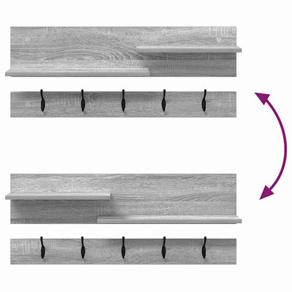 Wall-Mounted Coat Rack with Shelf Grey Sonoma 90 x 15 x 36 cm