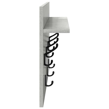 Wall-Mounted Coat Rack with Shelf Concrete Grey 60 x 40 x 12 cm