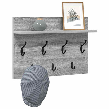 Wall-Mounted Coat Rack with Shelf Grey Sonoma 60 x 40 x 12 cm