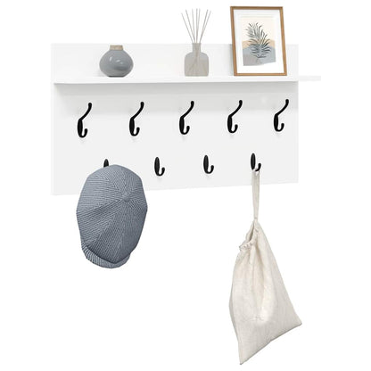 Wall-Mounted Coat Rack White 80 x 40 x 12 cm Engineered wood