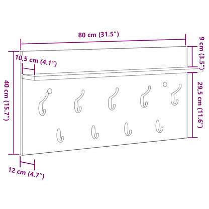 Wall-Mounted Coat Rack with Shelf Sonoma Oak 80 x 40 x 12 cm