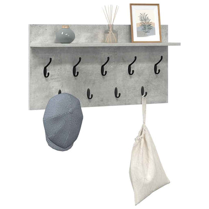 Wall-Mounted Coat Rack with Shelf Concrete Grey 80 x 40 x 12 cm