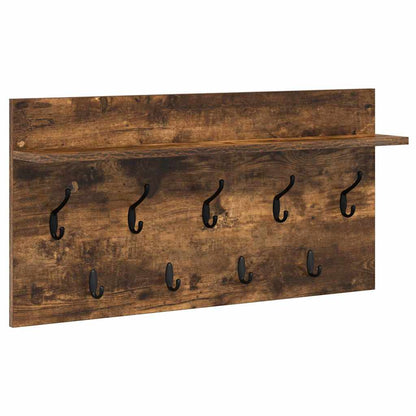 Wall-Mounted Coat Rack with Shelf Smoked Oak 80 x 40 x 12 cm