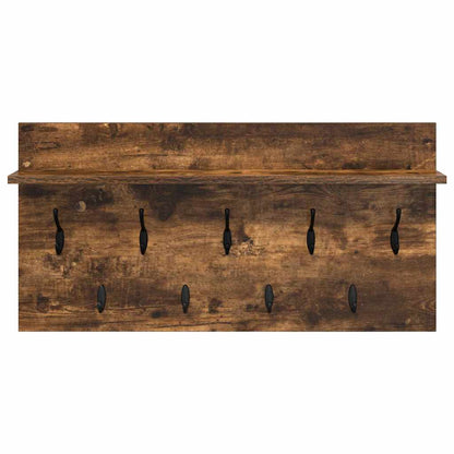Wall-Mounted Coat Rack with Shelf Smoked Oak 80 x 40 x 12 cm