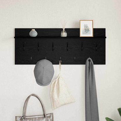 Wall-Mounted Coat Rack with Shelf Black Oak 100 x 40 x 12 cm