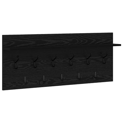 Wall-Mounted Coat Rack with Shelf Black Oak 100 x 40 x 12 cm