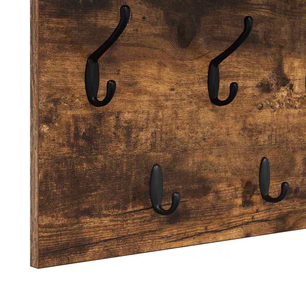 Wall-Mounted Coat Rack with Shelf Smoked Oak 100 x 40 x 12 cm