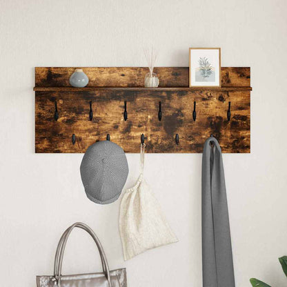 Wall-Mounted Coat Rack with Shelf Smoked Oak 100 x 40 x 12 cm