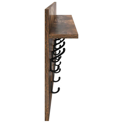 Wall-Mounted Coat Rack with Shelf Smoked Oak 100 x 40 x 12 cm