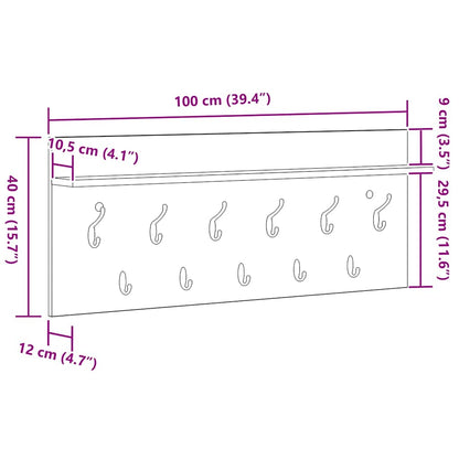 Wall-Mounted Coat Rack with Shelf Smoked Oak 100 x 40 x 12 cm