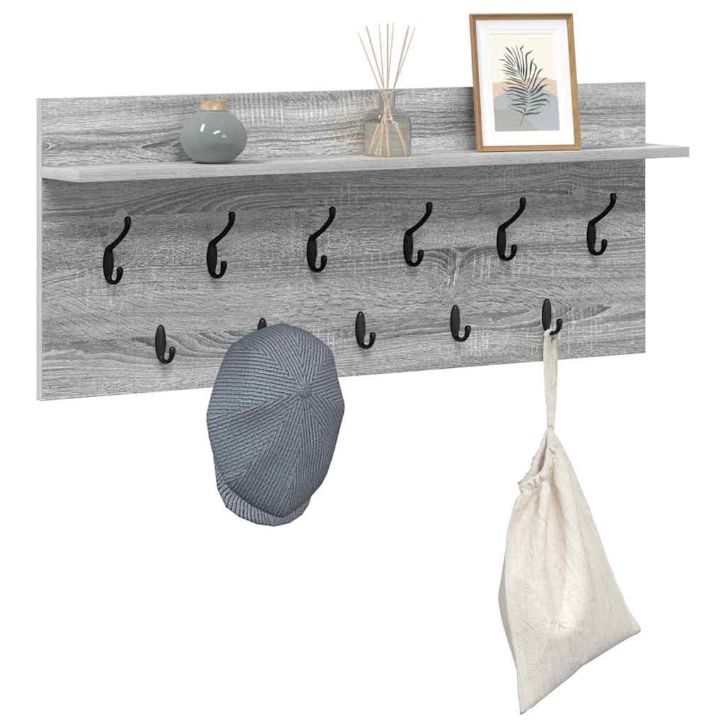 Wall-Mounted Coat Rack with Shelf Grey Sonoma 100 x 40 x 12 cm