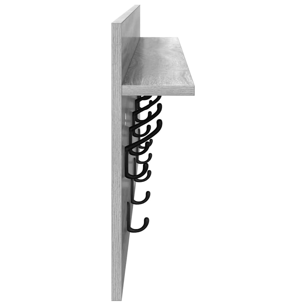 Wall-Mounted Coat Rack with Shelf Grey Sonoma 100 x 40 x 12 cm