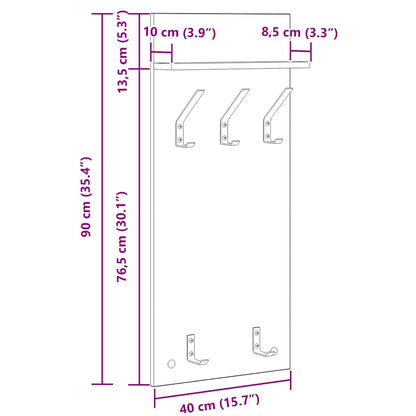 Wall-Mounted Coat Rack with Shelf Sonoma Oak 40 x 10 x 90 cm