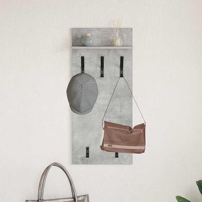 Wall-Mounted Coat Rack with Shelf Concrete Grey 40 x 10 x 90 cm
