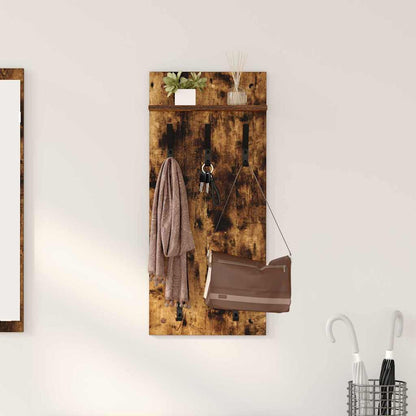 Wall-Mounted Coat Rack with Shelf Smoked Oak 40 x 10 x 90 cm