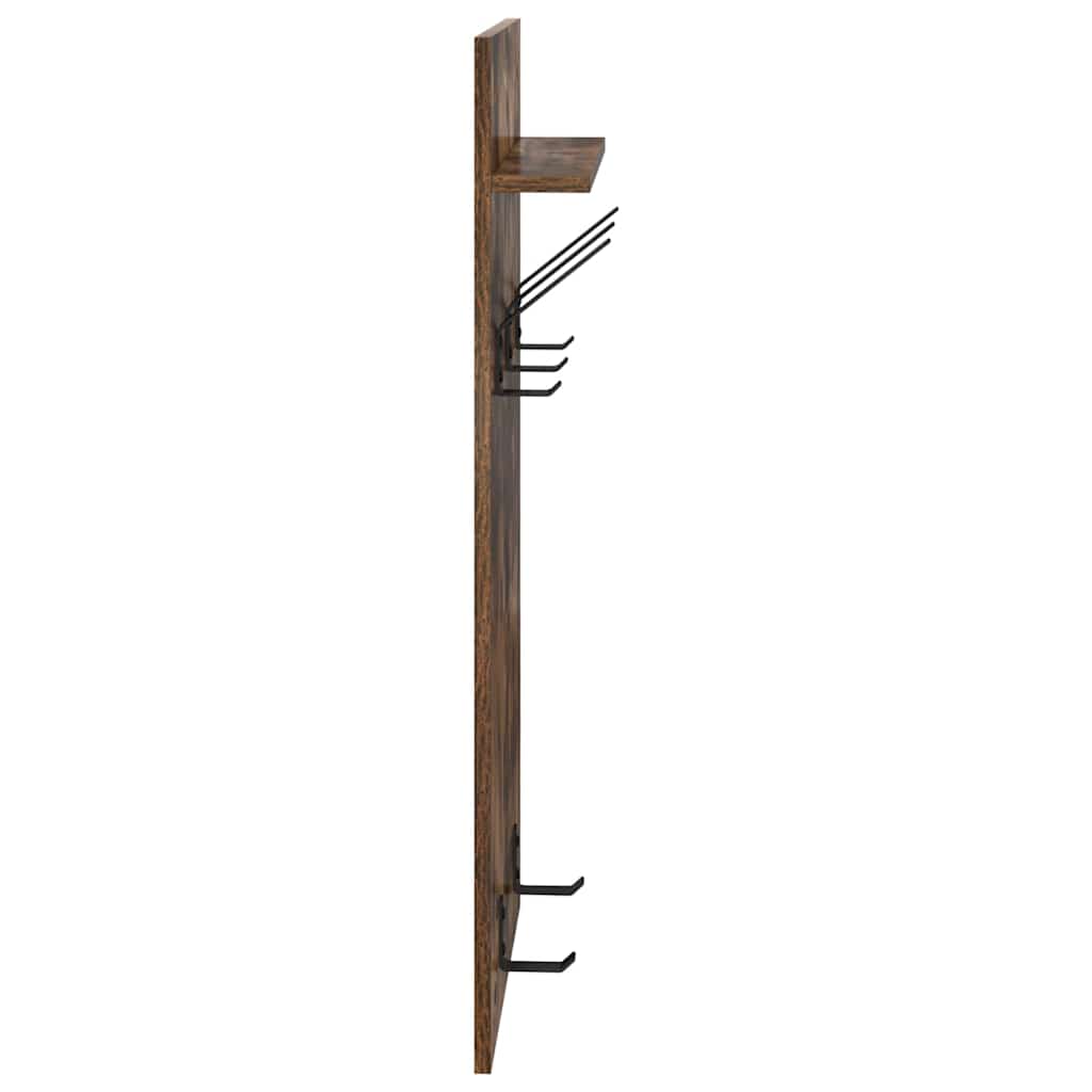 Wall-Mounted Coat Rack with Shelf Smoked Oak 40 x 10 x 90 cm