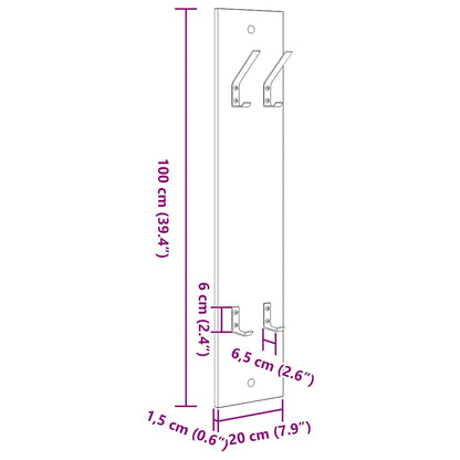 Wall-Mounted Coat Rack Grey Sonoma 20 x 1.5 x 100 cm