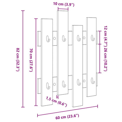 Wall-Mounted Coat Rack White 60 x 3 x 82 cm Engineered wood