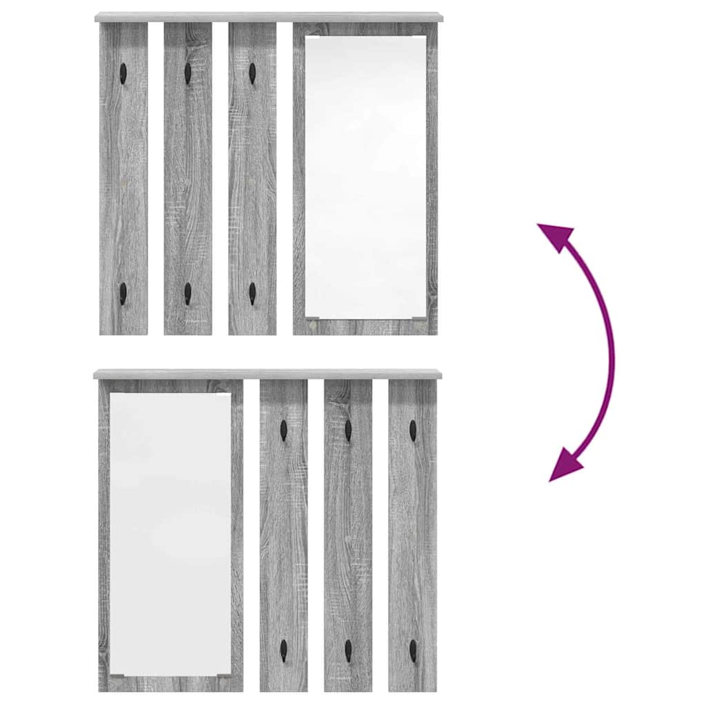 Wall-Mounted Coat Rack with Shelf Grey sonoma 84 x 10 x 80 cm