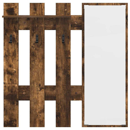Wall-Mounted Coat Rack with Mirror Smoked Oak 100 x 10 x 100 cm