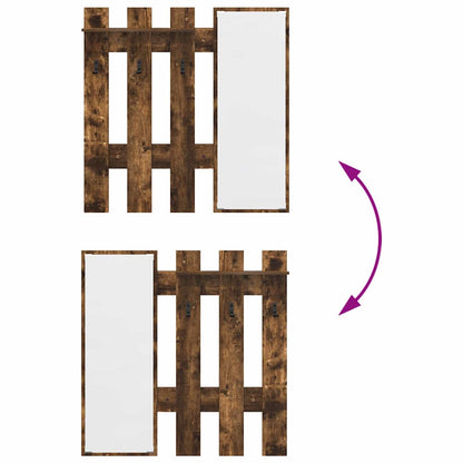 Wall-Mounted Coat Rack with Mirror Smoked Oak 100 x 10 x 100 cm