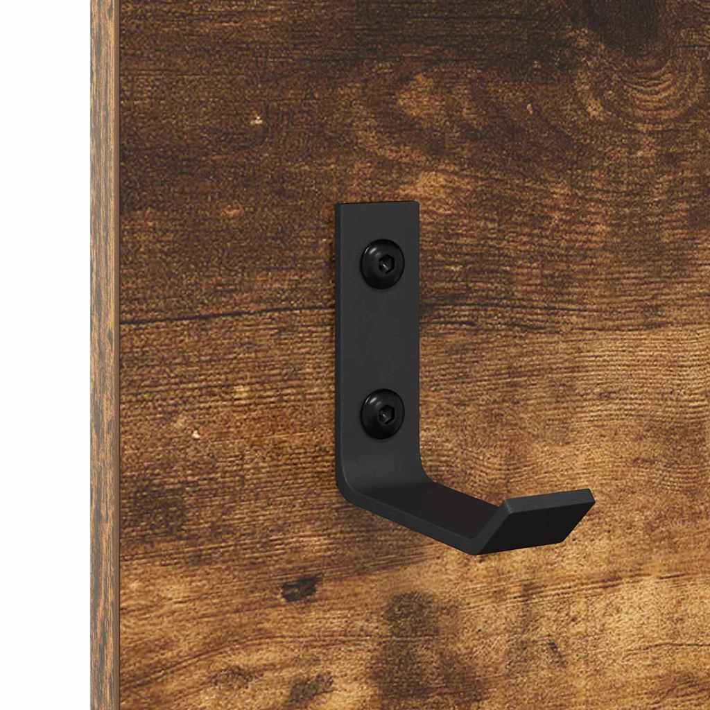 Wall-Mounted Coat Rack with Shelf Smoked Oak 90 x 10 x 50 cm