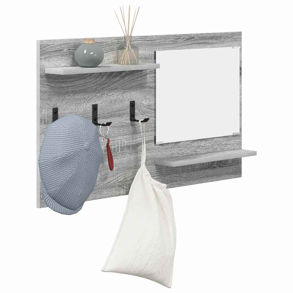 Wall-Mounted Coat Rack with Shelf Grey Sonoma 90 x 10 x 50 cm