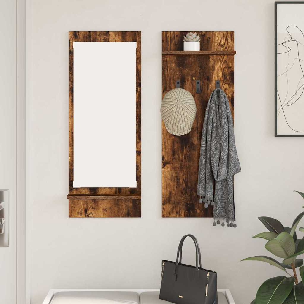 Wall-Mounted Coat Rack with Shelf Smoked Oak 70 x 10 x 90 cm