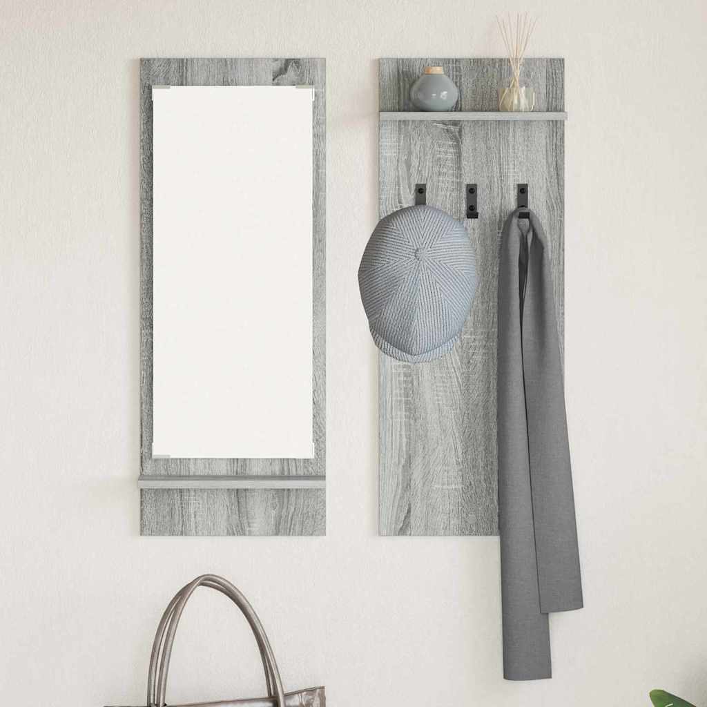 Wall-Mounted Coat Rack with Shelf Grey Sonoma 70 x 10 x 90 cm