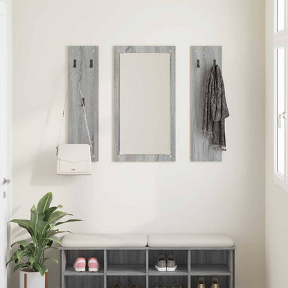Wall-Mounted Coat Rack with Mirror Grey Sonoma 96 x 1.5 x 90 cm