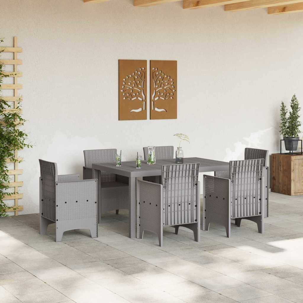 Garden Table Light Grey 150 x 100 x 73 cm Poly Rattan