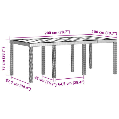 Garden Table Anthracite 200 x 100 x 73 cm Poly Rattan
