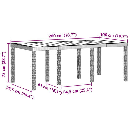 Garden Table Light Grey 200 x 100 x 73 cm Poly Rattan