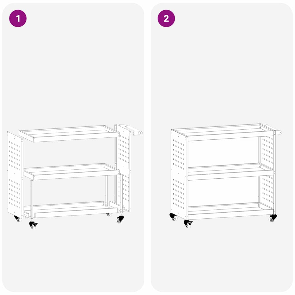Tool Trolley with Shelf Black 75 x 35 x 73 cm Cold-rolled Steel