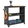 Tool Trolley with Shelf with Wheel with Storage Manual Black Medium Metal