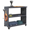 Tool Trolley with Shelf with Wheel with Storage Manual Anthracite Medium Metal