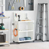 Tool Trolley with Shelf with Wheel with Storage Manual White 65 x 35 x 111 cm Metal