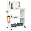 Tool Trolley with Shelf with Wheel with Storage Manual White 65 x 35 x 111 cm Metal